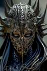 Alien warrior face in armor. AI Generated. Art Print